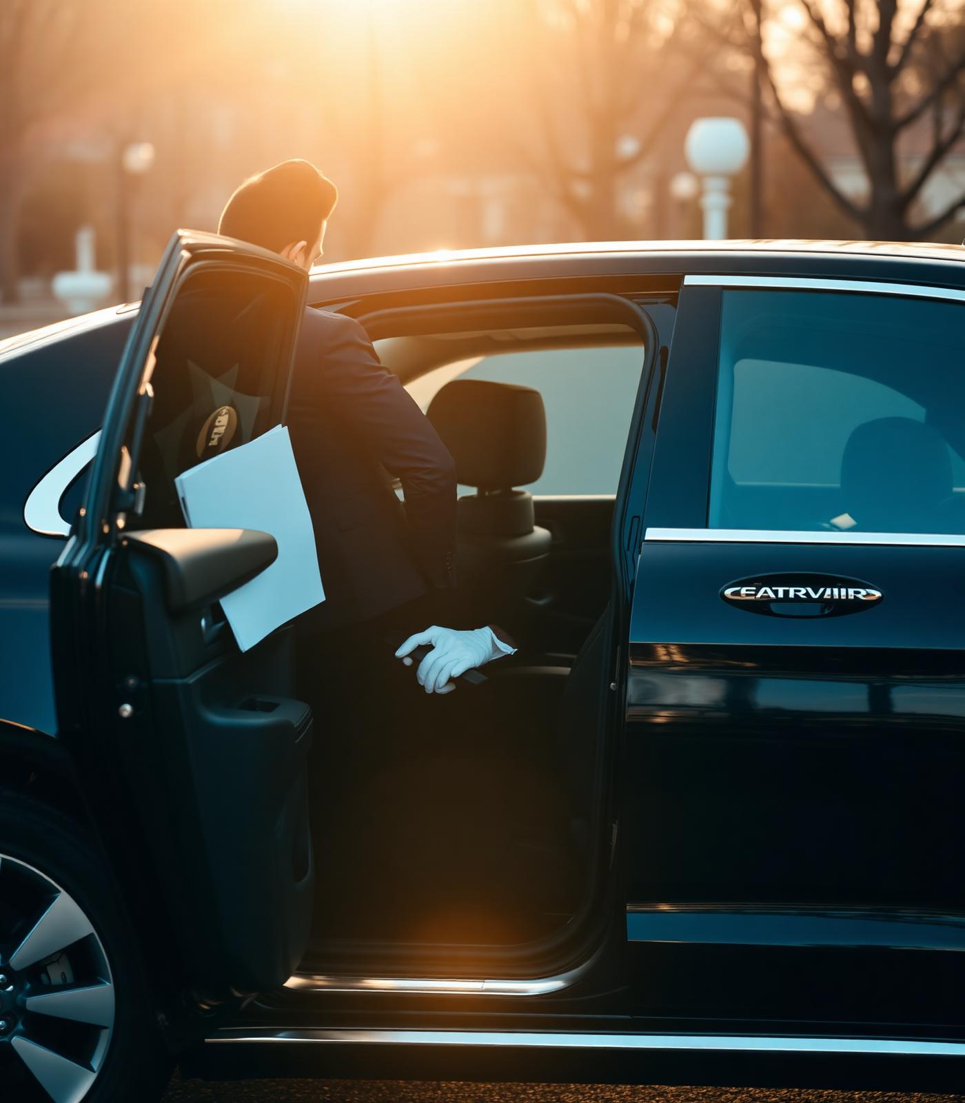 Chauffeur opening rear door